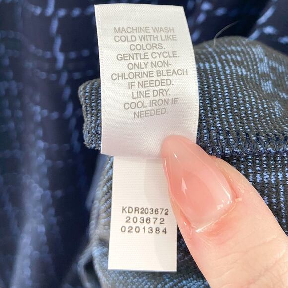 J. Jill Women's Navy Textured Shift Dress sz Large Petite 3/4 Sleeve Ribbed - Picture 8 of 8